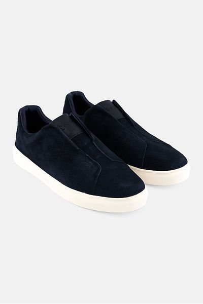 Algspar Men Suede Slip On Casual Shoes, Navy Blue