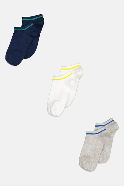 RBX Kids Boy 3 Pairs Stripe Ankle Socks, White