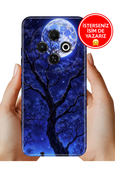 TECNO Spark 30C Kılıf Kamera Korumalı Full Desen Arka Silikon Korkutan Dolunay
