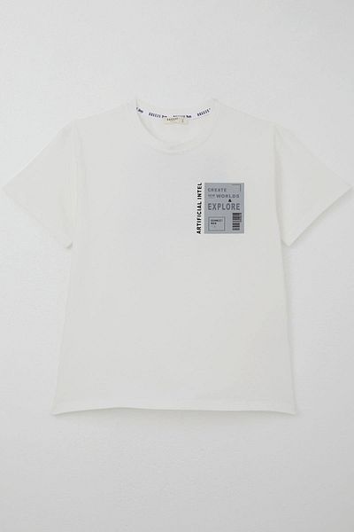 Breeze T-Shirt for Boy, Webi Discover Theme Ecru, 9-14 Years Range