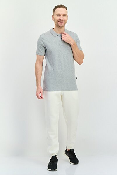 Fudo Men Regular Fit Brand Logo Jogger Pants, Cream