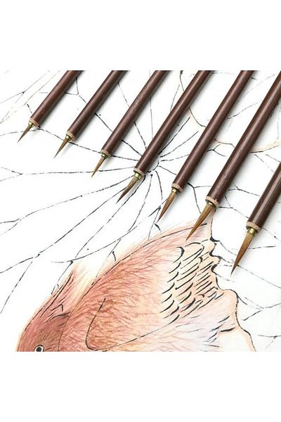 Sanathobi Tahrir Brush Set No:1-2-3 Wolf Hair, Bamboo Handle (China, Ceramic, Tezhip, Miniature) 1St Quality-3 Pieces