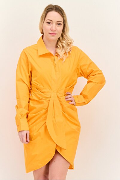 The Giving Movement Women Plain Shirt Dress, Orange