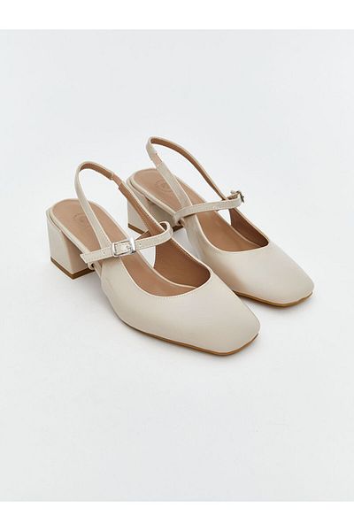 LC Waikiki LCW STEPS Γυναικεία παπούτσια με τακούνι σε μπεζ δερμάτινο look