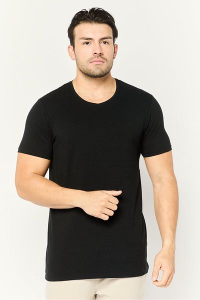 Cerruti 1881 Men Crew Neck Short Sleeve Solid T-Shirt, Black