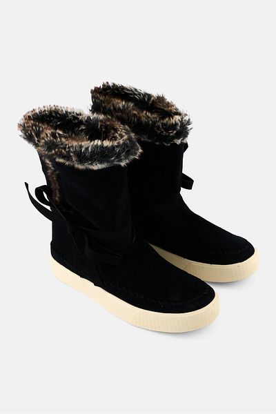 Toms Women Vista Slip On Faux Fur Suede Ankle Boots, Black