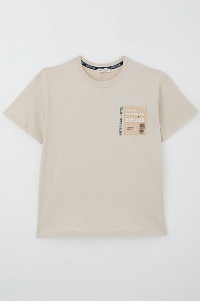 Breeze T-Shirt for Boy Webi Discover Themed 9-14 Years, Beige