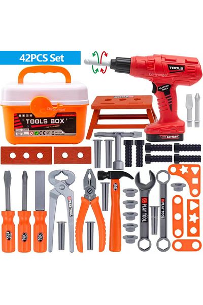 Brangdy 42pcs Set Pretend Tools Kit Kids 42PCS Set Play Repair Tool Set Plastic Construction Toys with Screw