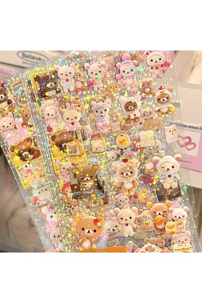 Choice 5pcs 5sheets Rilakkuma Waterproof Cutting film sticker Hand account materials Water cup Desktop deco