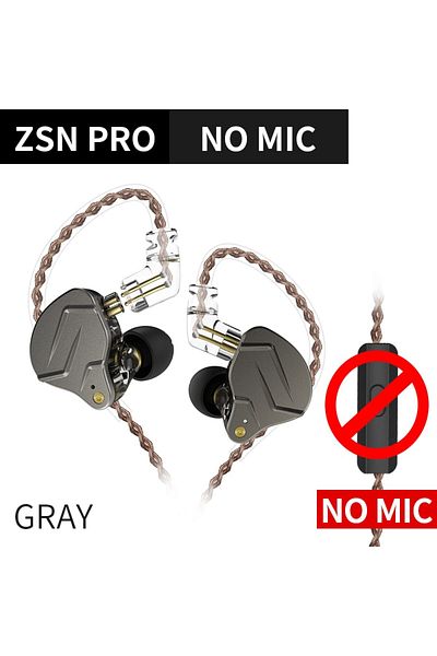 KZ ZSNPro Grey NOMIC KZ ZSN PRO 1BA 1DD Hybrid Drive In Ear Earphones HIFI Metal Bass Earbud Sport Musi