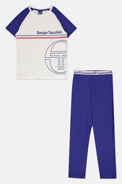 Sergio Tacchini Kids Boy 2 Piece Graphic Printed Pajama Set, White