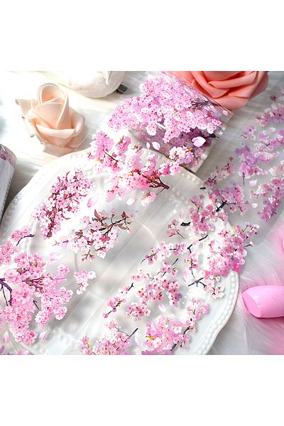 Choice Sakura 2m Sakura PET Decorative Stickers Pink Flower Transparent Washi Tape For Scrapbooking Planner