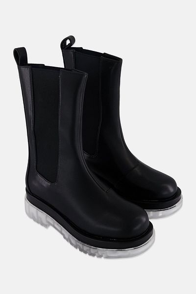 Raid Women Slip On Mid Calf-Length Boots, Black
