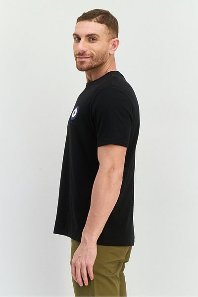 Ben Sherman Men Crew Neck Short Sleeves Brand Logo T-shirt, Black