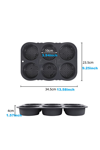 Choice قالب خبز همبرجر دائري سعة 6 أكواب، قالب خبز غير لاصق من السيليكون المخصص للطعام، قالب خبز باجيت، خبز فرنسي