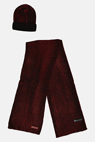 Body Glove طقم نسائي مكون من قطعتين وشاح وقبعة بشعار العلامة التجارية، أسود