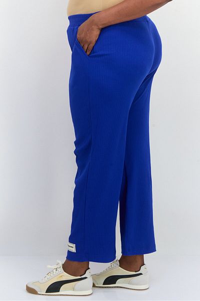 The Giving Movement Women Regular Fit Embroidered Wide Leg Pant, Blue