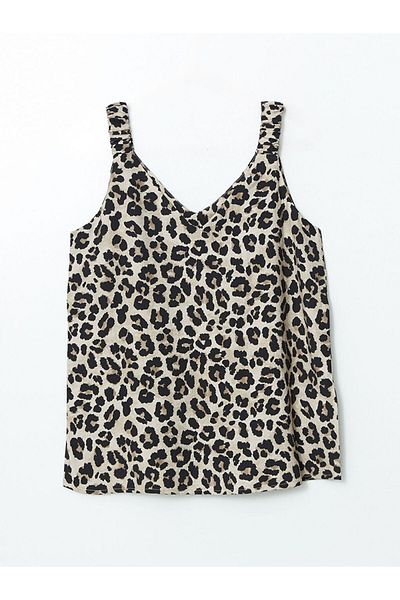 LC Waikiki Νέα σεζόν Γυναικεία Μπλούζα με λαιμόκοψη V Leopard Print - S5K008Z8