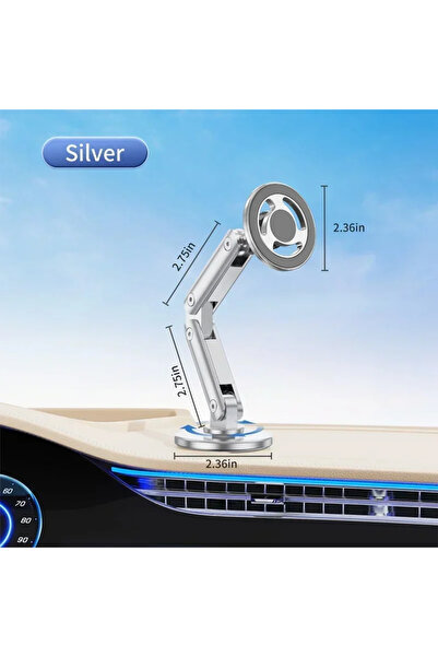 Choice Sliver Magnetic Metal Car Phone Holder 360 Rotation Adjustable Foldabl...