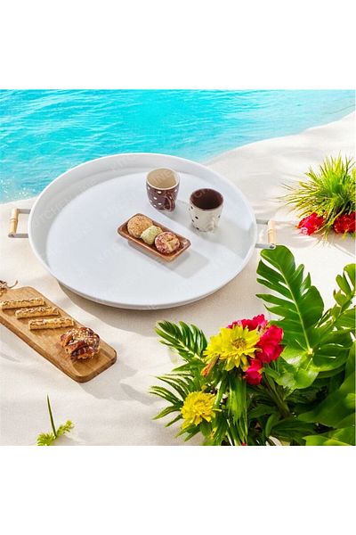 Arma House 51 Cm Country Style Large Size White Tray