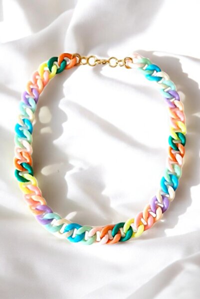 PETEK AKSESUAR Akrilik Zincir Renkli Kolye Soft