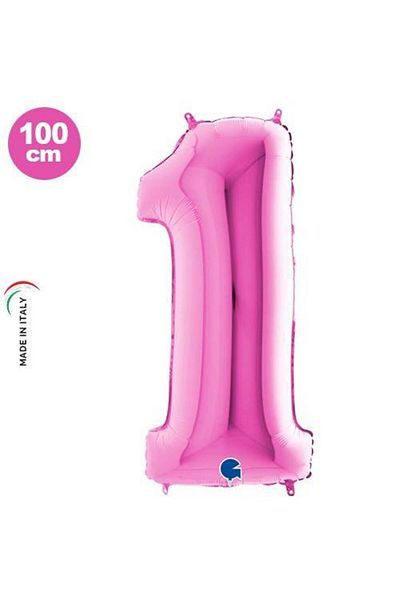Parti Dükkanım 1 Number Pink Foil Balloon (100X35 cm)