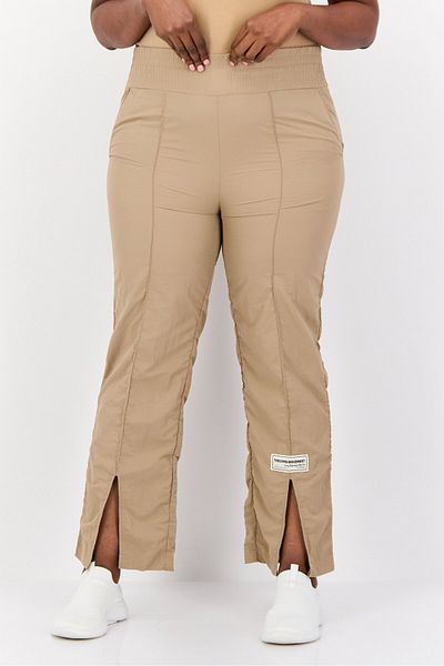 The Giving Movement Women Regular Fit Brand Logo Split Leg Pants, Taupe
