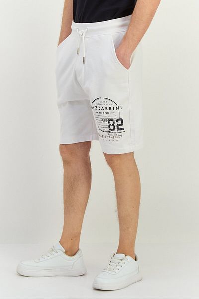 GAZZARRİNİ Men Graphic Print Basic Shorts, White