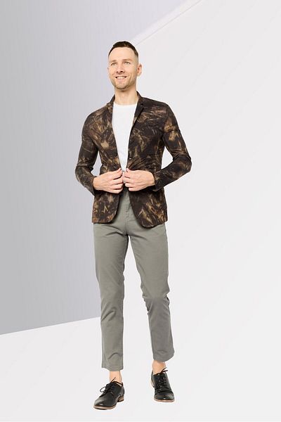 Emporio Armani Men Regular Fit Textured Casual Blazer, Brown