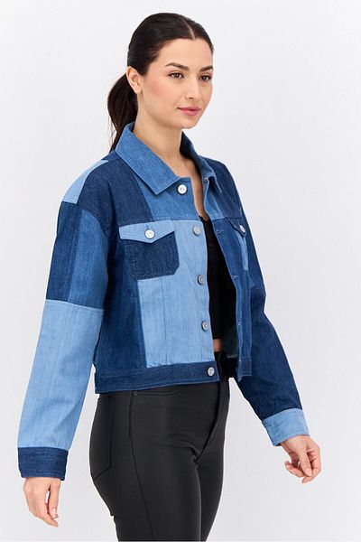 French Connection Women Wash Denim Jackets, Blue