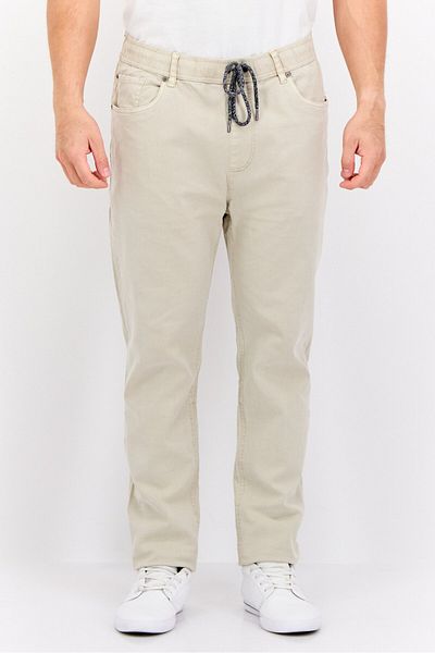 Civil Society Men Slouch Fit Solid Stretchable Slim Leg Pants, Stone
