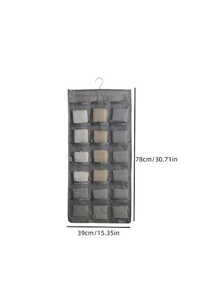 Choice Grey 30 grids Double Sided Underwear Storage Hanging Bag Dormitory Home Wardrobe Hanging Wall Foldab