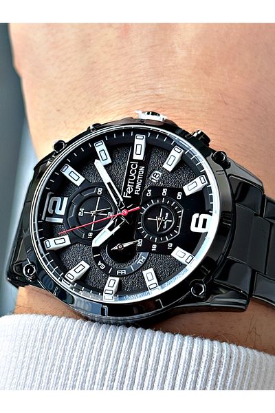 Ferrucci Functions Active 3 Atm Waterproof Cornered Dial Steel Cord Men's Wrist Watch