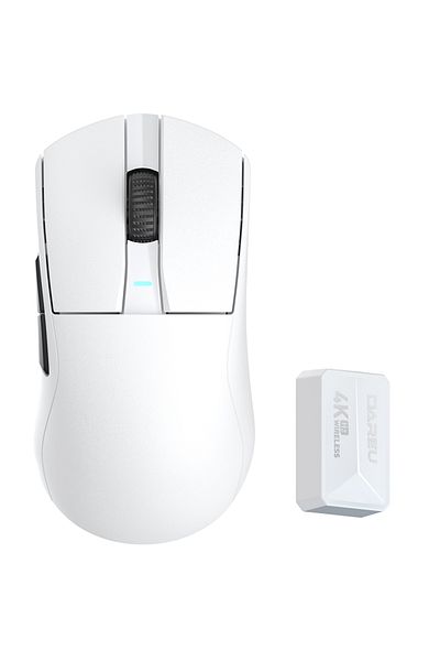 Choice ماوس لاسلكي سلكي ثلاثي الوضع 2.4 جيجا هرتز من داريو أبيض اللون PAW3395 بدقة 26000 نقطة في البوصة و6 أزرار قابلة للبرمجة