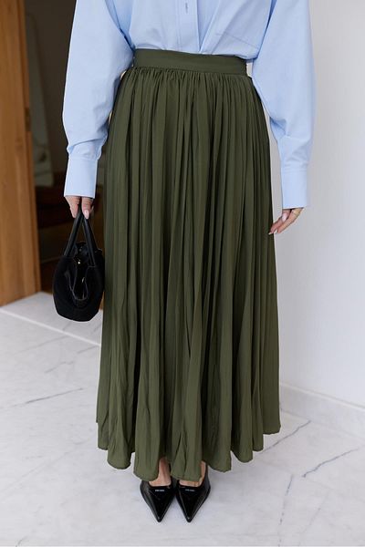 Askı Nişantaşı Khaki Waist Zippered Skirt