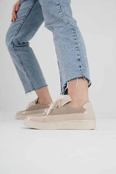 Beyond Beige Patent Leather Sneaker Byndk96 Women's Fashion Shoes