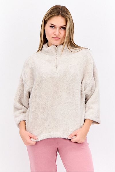 Reebok Women Sportswear Fit Half Zip Outdoor Sweatshirts, Off White