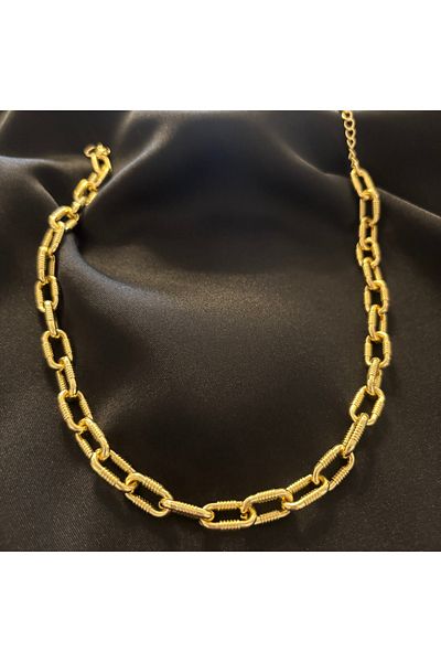 Zeyn Chain Model Gold Steel Necklace-45 cm