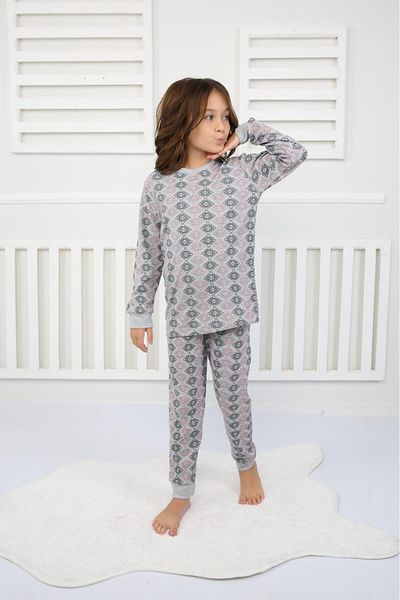 TRENDİMİZBİR Σετ Πιτζάμες Γκρι Floral Print - Μέγεθος 3-7