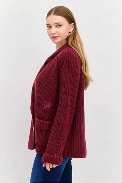 Tommy Hilfiger Women Button Front Knitted Cardigan, Maroon