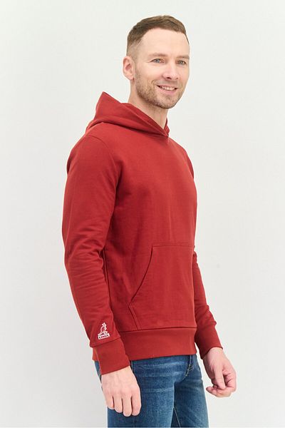 Kangol Men Hooded Long Sleeves Brand Logo Sweatshirt, Dark Red