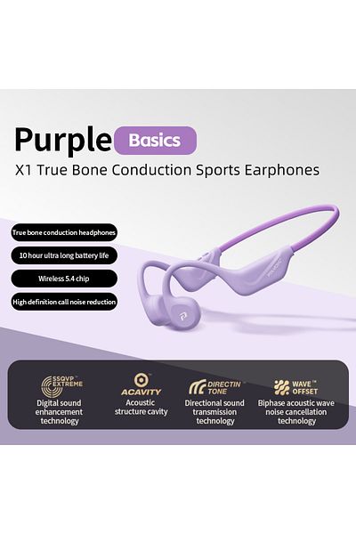 POLVCDG Monet Purple-32g X1 Bone Conduction Cycling Earphones 32gb Memory Bluetooth 5.4 Open Running
