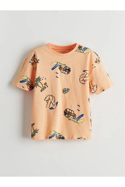 LC Waikiki Lcw Kids Coral Elastic Waist Printed T-Shirt and Shorts 2-Pack