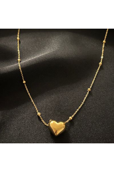 Zeyn Doric Heart Gold Steel Necklace
