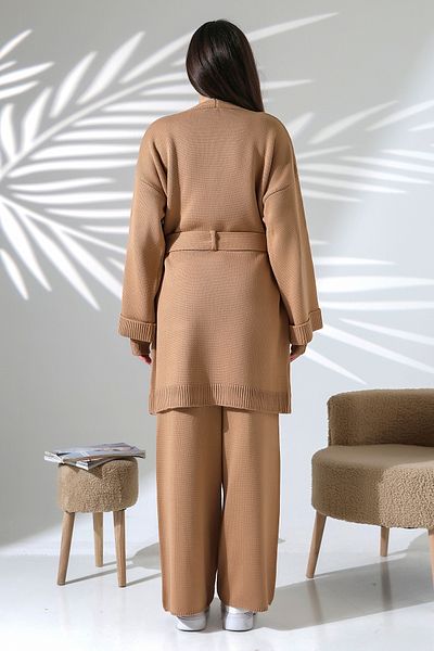 ALCHON Cycling Knitwear Triple Set - Long Sleeve Basic Finger Hole Sweater Pocket Waist Belt Cardigan