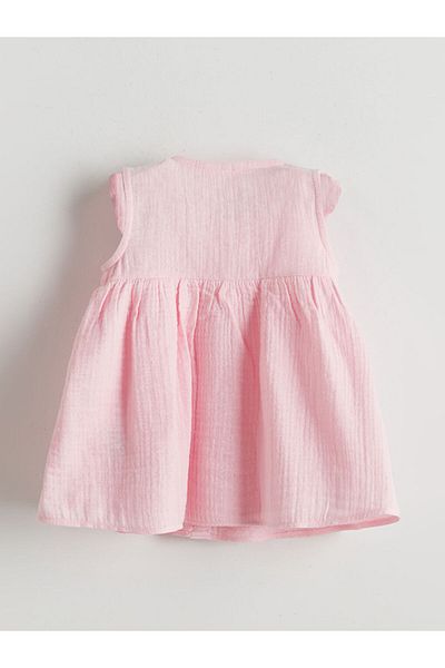LC Waikiki New Season Crew Neck Baby Girl Muslin Dress - S5Mo50Z1