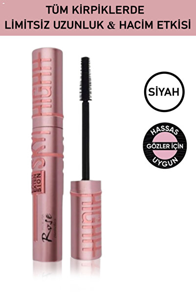 Rose Lash Exten Sıon Sky Hıgh Maskara Profesyonel Makyaj Dolgun Kirpikler Siyah