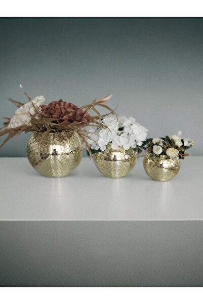 IŞILTI HOME DESIGN Mirror Glass Vase Light Gold Set of 3