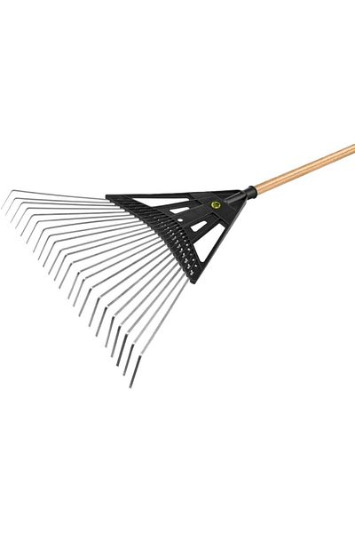 TRAMONTINA Since 1911, Made In Brazil - 22 Metalic Flat Wire Teeth With Black Polypropylene Garden Leaf Rake