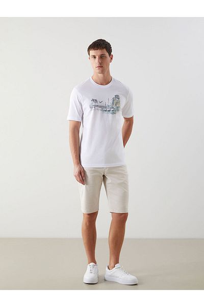 LC Waikiki Ανδρικό μπλουζάκι LCW Crew Neck με εμπριμέ χτενισμένο βαμβάκι